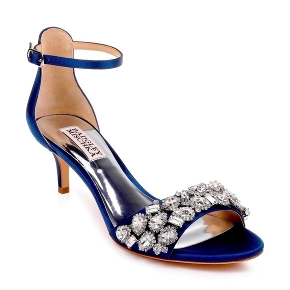 Badgley Mischka Shoes - BADGLEY Mischka Lara Crystal Dress Sandal Navy Satin Size 9.5